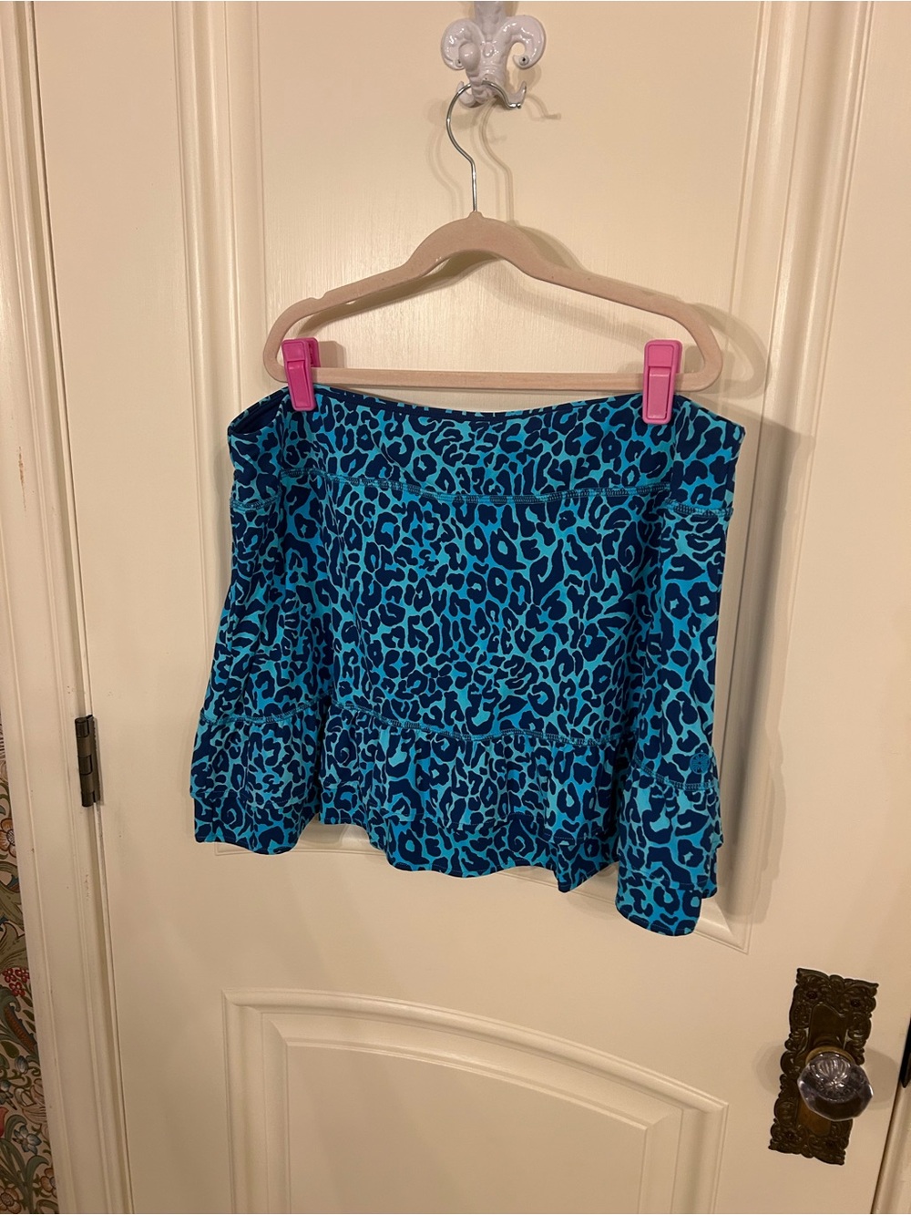 Lilly Pulitzer Luxletic Blue Leopard Ruffle Skort